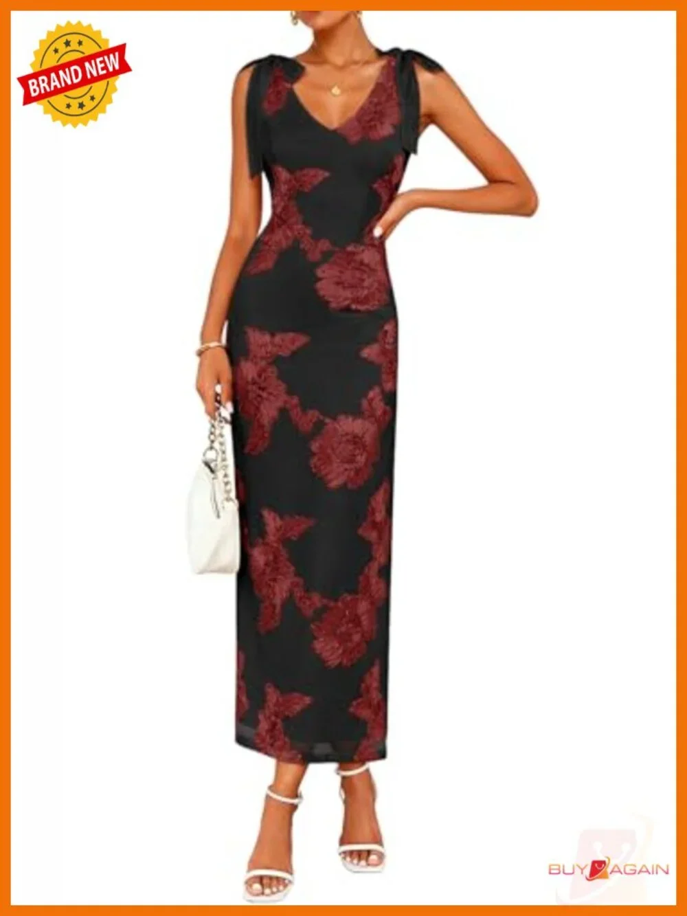 Floral Embroidered Maxi Dress Sleeveless V-Neck Backless Wedding Guest Cocktail
